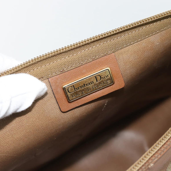 Christian Dior Honeycomb Canvas Hand Bag PVC Beige Gold Auth 171254