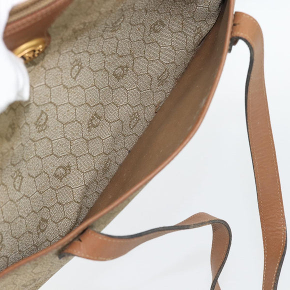 Christian Dior Honeycomb Canvas Hand Bag PVC Beige Gold Auth 171254