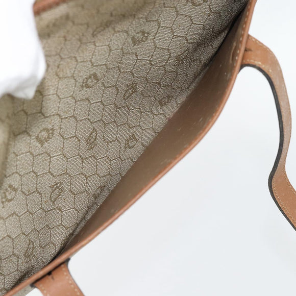 Christian Dior Honeycomb Canvas Hand Bag PVC Beige Gold Auth 171254