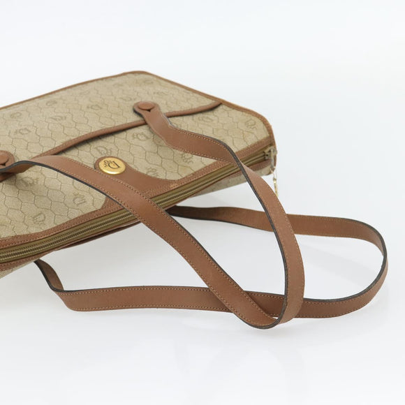 Christian Dior Honeycomb Canvas Hand Bag PVC Beige Gold Auth 171254