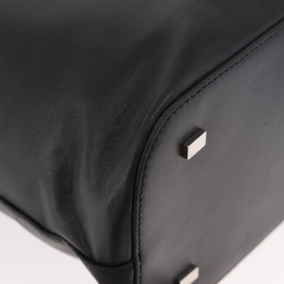 CELINE Hand Bag Leather 2way Black Gold Auth 171255A