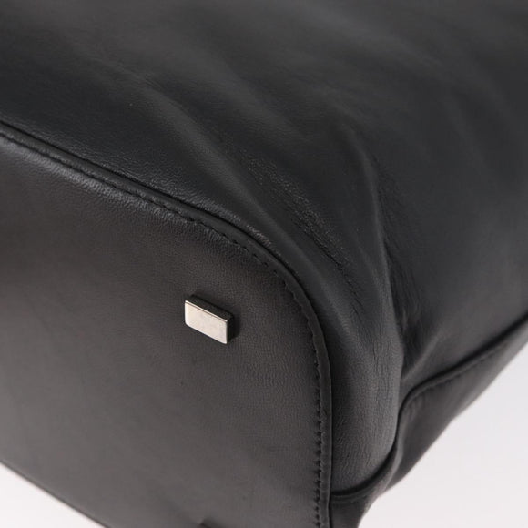 CELINE Hand Bag Leather 2way Black Gold Auth 171255A