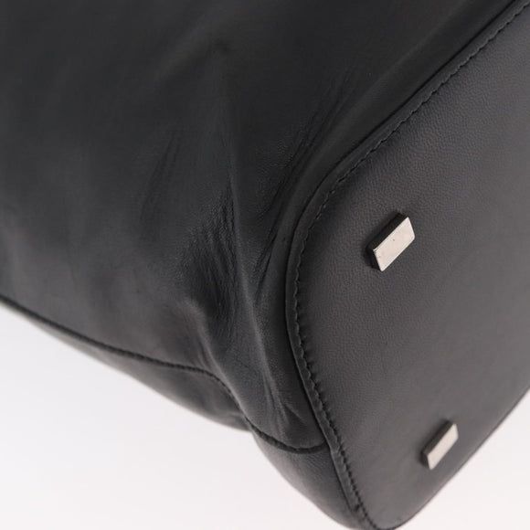 CELINE Hand Bag Leather 2way Black Gold Auth 171255A