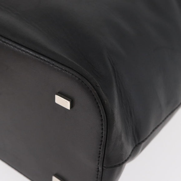 CELINE Hand Bag Leather 2way Black Gold Auth 171255A