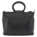 CELINE Hand Bag Leather 2way Black Gold Auth 171255A-2