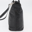 CELINE Hand Bag Leather 2way Black Gold Auth 171255A-4