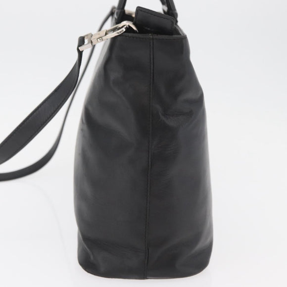 CELINE Hand Bag Leather 2way Black Gold Auth 171255A