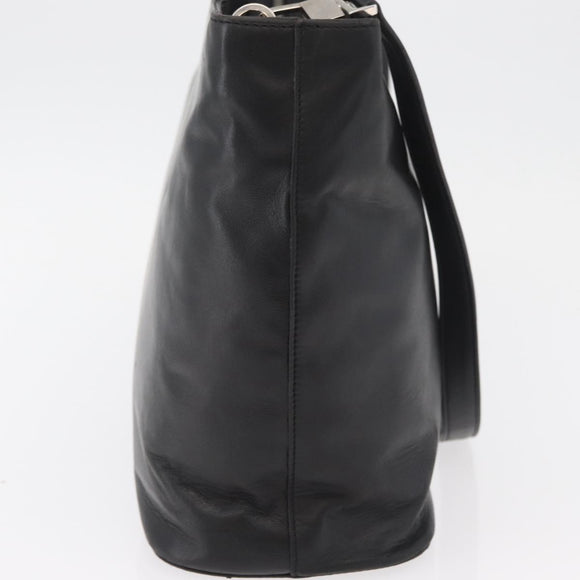 CELINE Hand Bag Leather 2way Black Gold Auth 171255A