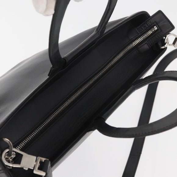 CELINE Hand Bag Leather 2way Black Gold Auth 171255A