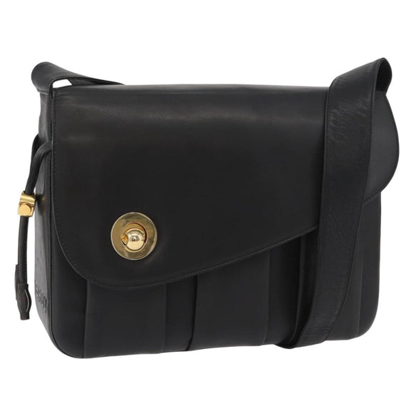 BALLY Shoulder Bag Leather Black Gold Auth 171257A