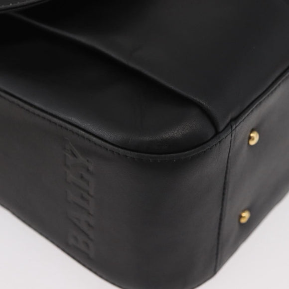 BALLY Shoulder Bag Leather Black Gold Auth 171257A