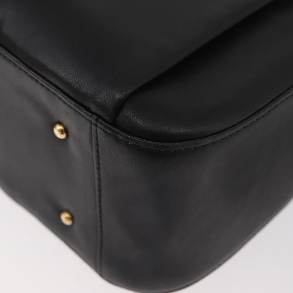 BALLY Shoulder Bag Leather Black Gold Auth 171257A