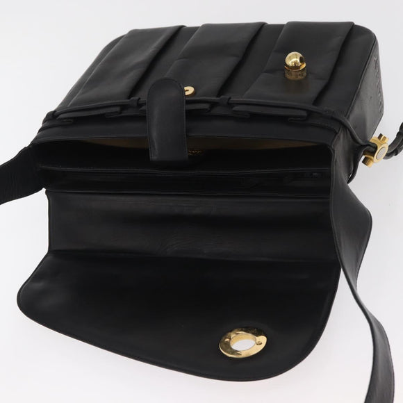 BALLY Shoulder Bag Leather Black Gold Auth 171257A