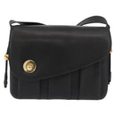 BALLY Shoulder Bag Leather Black Gold Auth 171257A-2