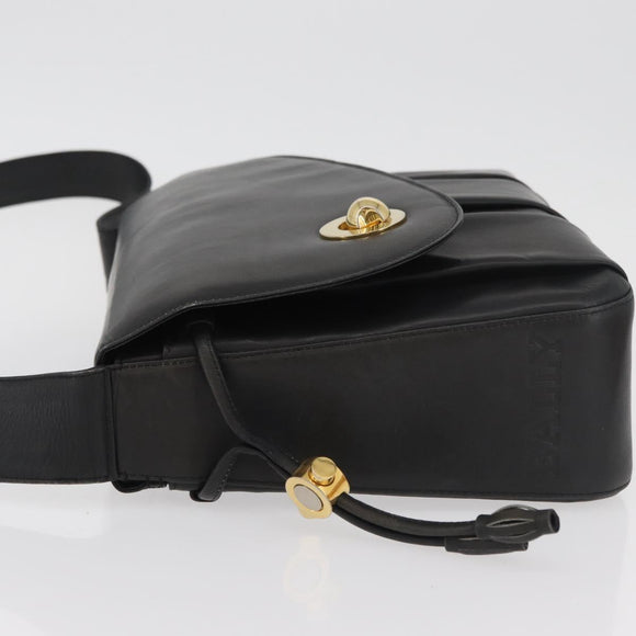 BALLY Shoulder Bag Leather Black Gold Auth 171257A