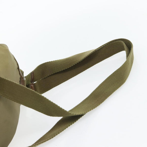 PRADA Rugzak Nylon Khaki Zilver Auth 171259