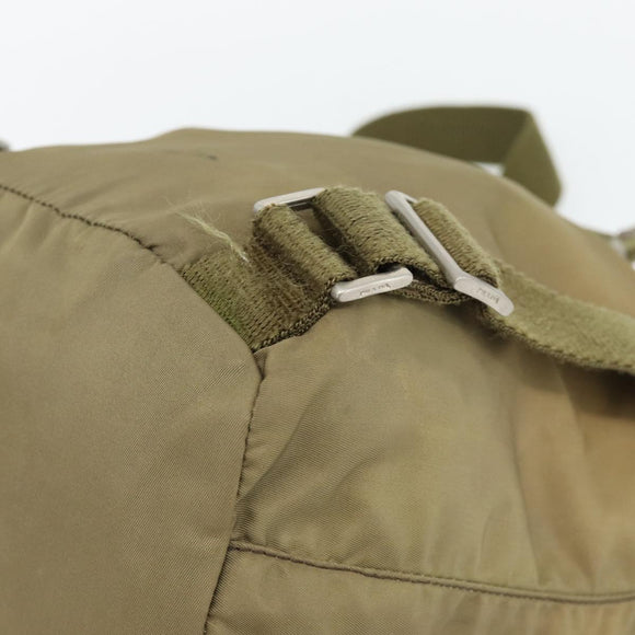PRADA Rugzak Nylon Khaki Zilver Auth 171259