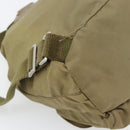 PRADA Rugzak Nylon Khaki Zilver Auth 171259-15