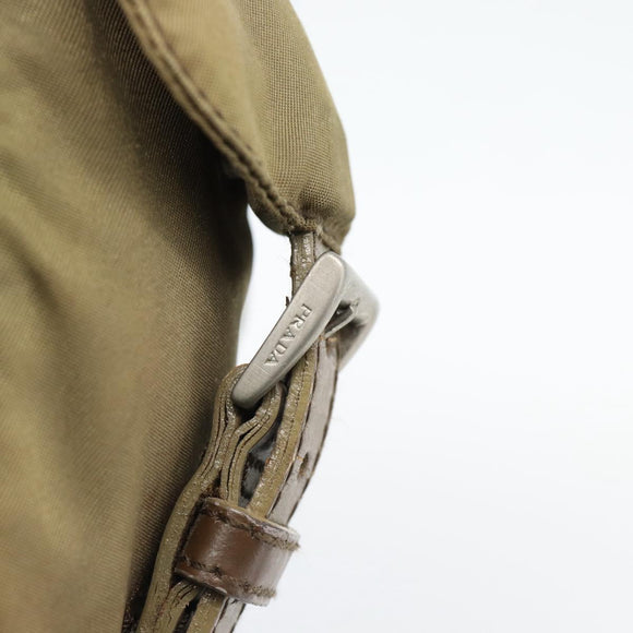 PRADA Rugzak Nylon Khaki Zilver Auth 171259