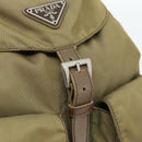 PRADA Rugzak Nylon Khaki Zilver Auth 171259-17