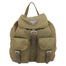 PRADA Rugzak Nylon Khaki Zilver Auth 171259-2