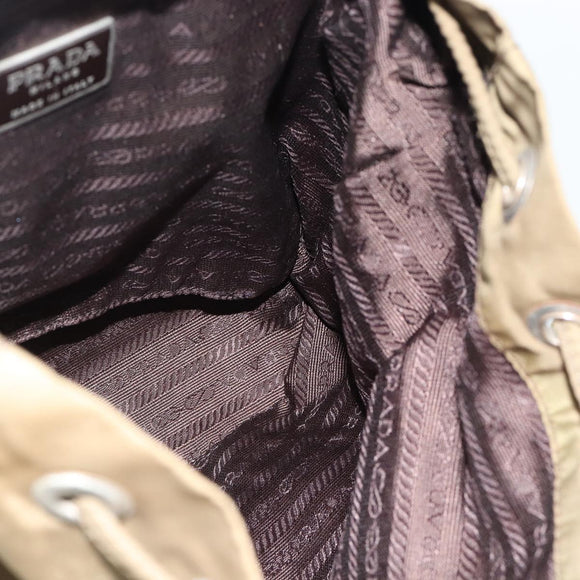 PRADA Rugzak Nylon Khaki Zilver Auth 171259