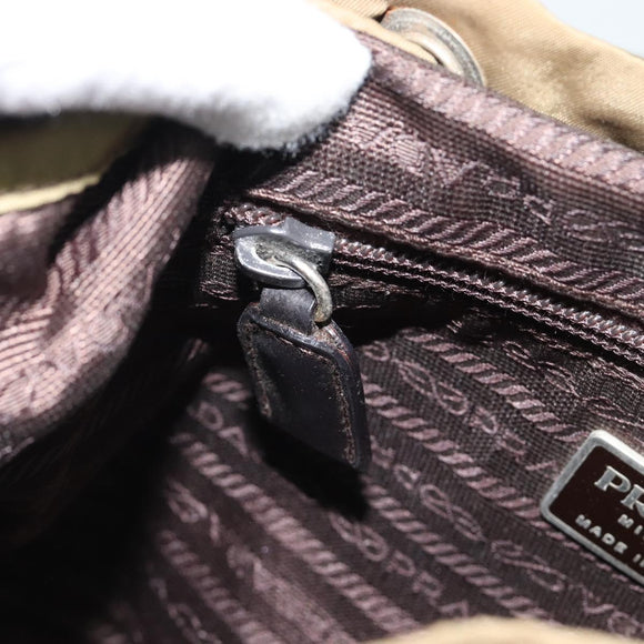 PRADA Rugzak Nylon Khaki Zilver Auth 171259