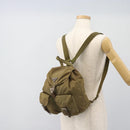 PRADA Rugzak Nylon Khaki Zilver Auth 171259-27