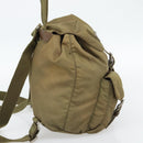 PRADA Rugzak Nylon Khaki Zilver Auth 171259-4