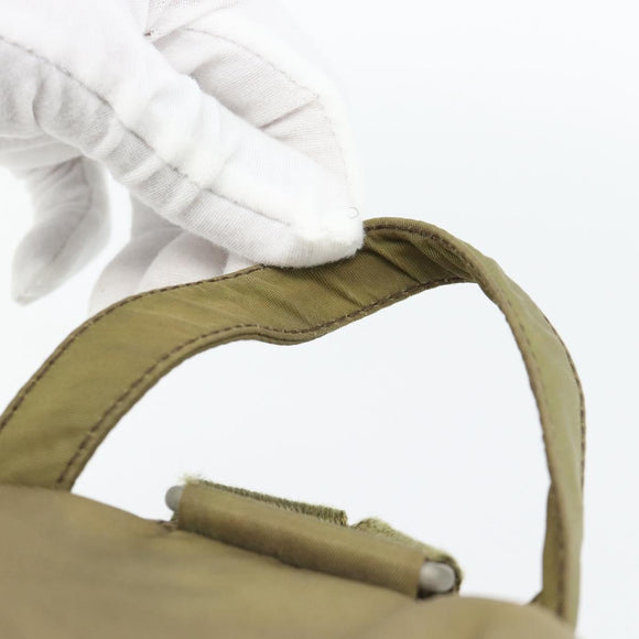 PRADA Rugzak Nylon Khaki Zilver Auth 171259