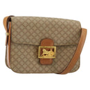 CELINE Macadam Canvas Horse Carriage Shoulder Bag PVC Beige Gold Auth 171260A-1