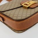CELINE Macadam Canvas Horse Carriage Shoulder Bag PVC Beige Gold Auth 171260A-11