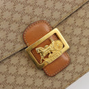 CELINE Macadam Canvas Horse Carriage Shoulder Bag PVC Beige Gold Auth 171260A-14