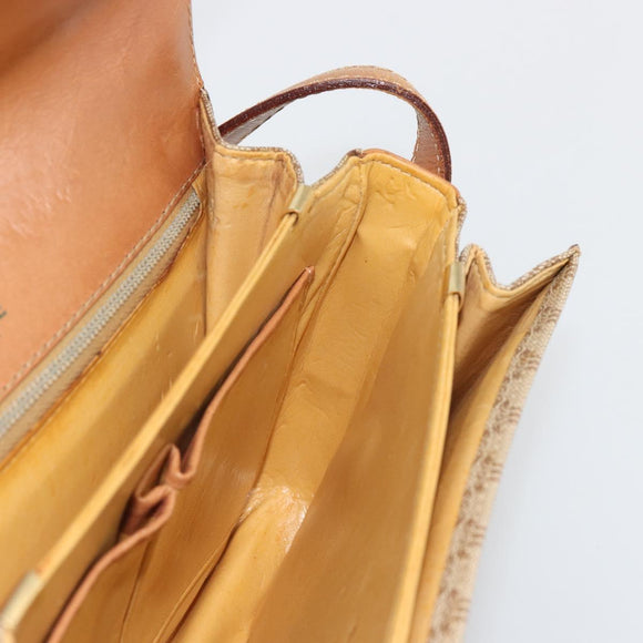 CELINE Macadam Canvas Horse Carriage Shoulder Bag PVC Beige Gold Auth 171260A
