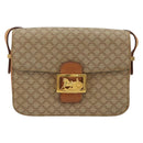CELINE Macadam Canvas Horse Carriage Shoulder Bag PVC Beige Gold Auth 171260A-2