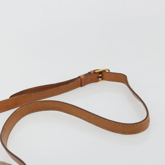 CELINE Macadam Canvas Horse Carriage Shoulder Bag PVC Beige Gold Auth 171260A