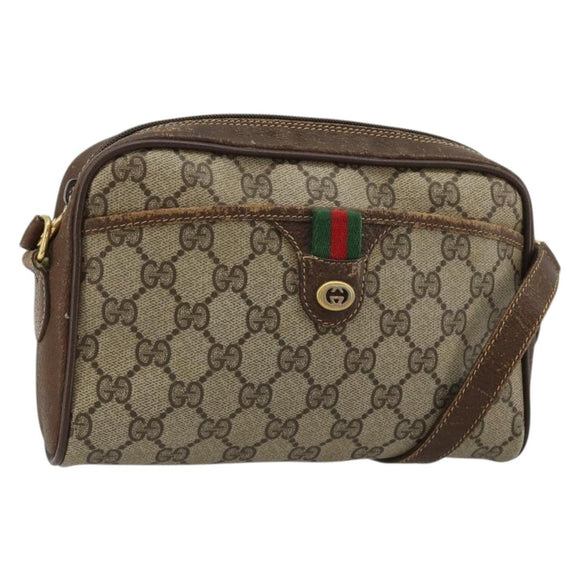 GUCCI GG Supreme Web Sherry Line Tas PVC Beige Goud 116 02 089 Auth 171261