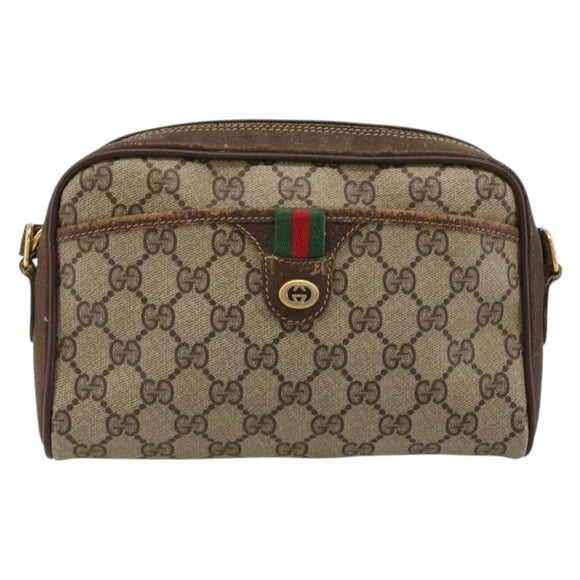 GUCCI GG Supreme Web Sherry Line Tas PVC Beige Goud 116 02 089 Auth 171261