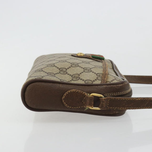 GUCCI GG Supreme Web Sherry Line Tas PVC Beige Goud 116 02 089 Auth 171261