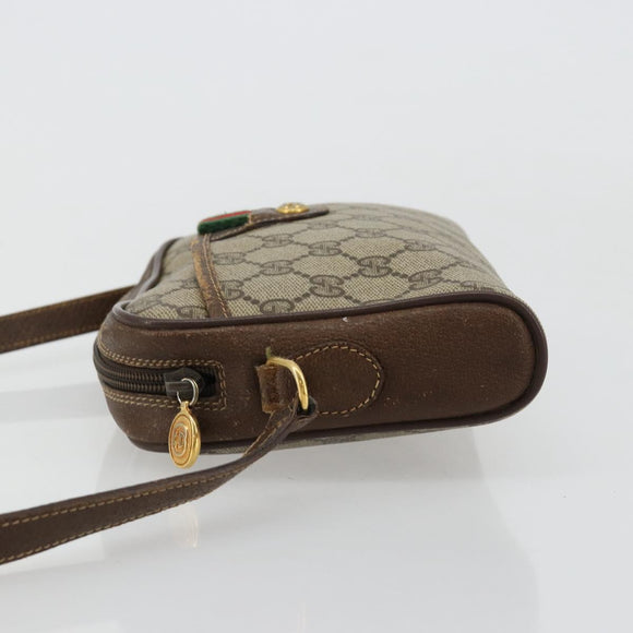 GUCCI GG Supreme Web Sherry Line Tas PVC Beige Goud 116 02 089 Auth 171261