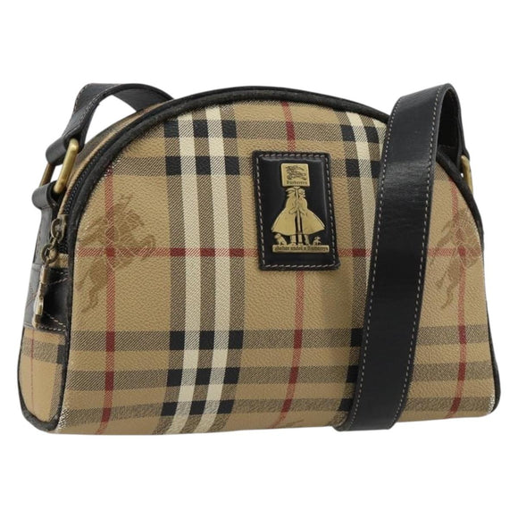Burberrys Nova Check Shoulder Bag PVC Beige Gold Auth 171262