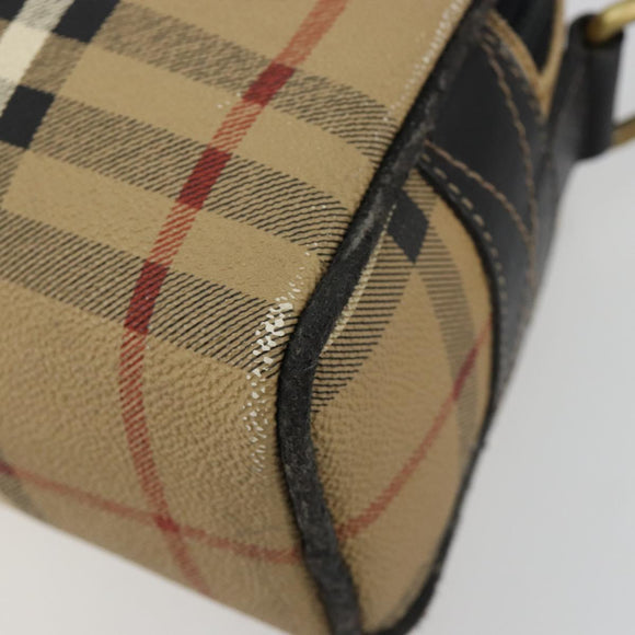 Burberrys Nova Check Shoulder Bag PVC Beige Gold Auth 171262