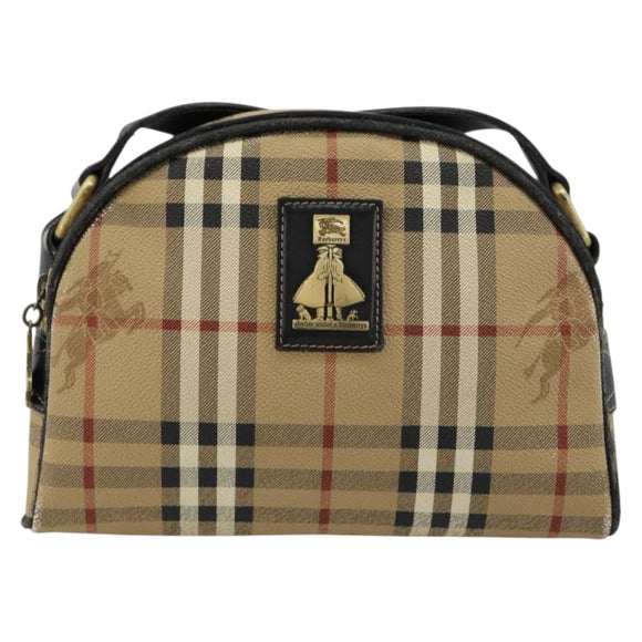 Burberrys Nova Check Shoulder Bag PVC Beige Gold Auth 171262