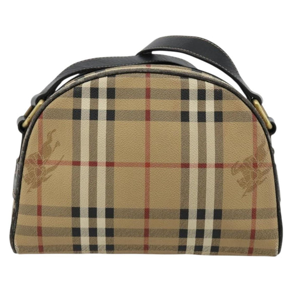 Burberrys Nova Check Shoulder Bag PVC Beige Gold Auth 171262