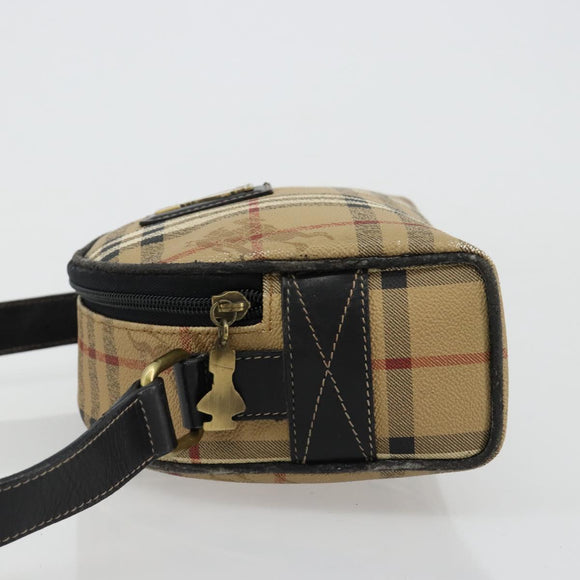 Burberrys Nova Check Shoulder Bag PVC Beige Gold Auth 171262