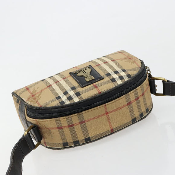 Burberrys Nova Check Shoulder Bag PVC Beige Gold Auth 171262