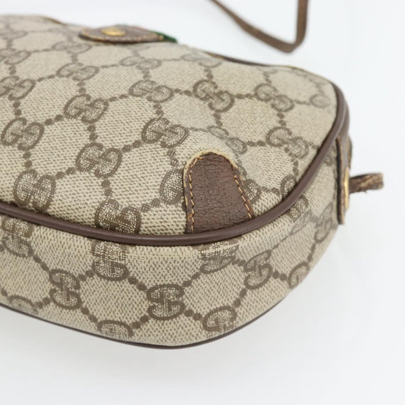 GUCCI GG Supreme Web Sherry Line Bag PVC Beige Gold 156 02 066 Auth 171266