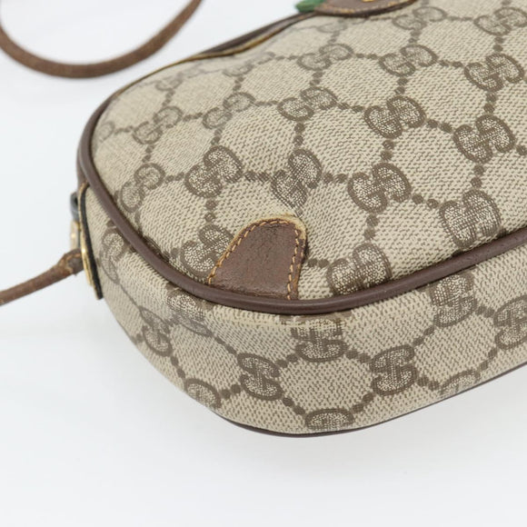 GUCCI GG Supreme Web Sherry Line Bag PVC Beige Gold 156 02 066 Auth 171266