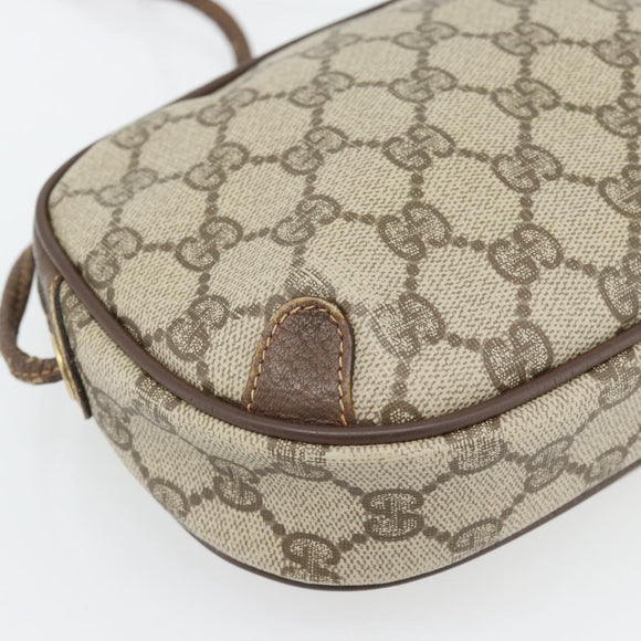 GUCCI GG Supreme Web Sherry Line Bag PVC Beige Gold 156 02 066 Auth 171266