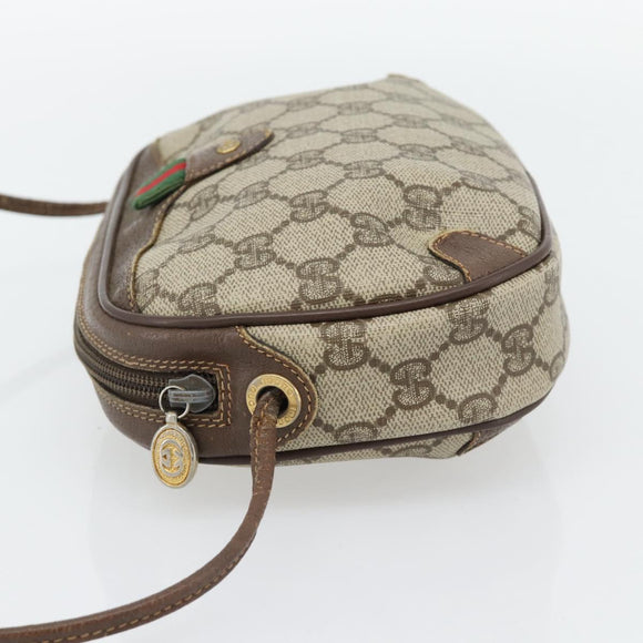 GUCCI GG Supreme Web Sherry Line Bag PVC Beige Gold 156 02 066 Auth 171266